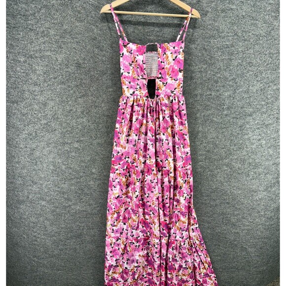 Unbranded Dresses & Skirts - Unbranded Dress Women M Medium Pink Floral Maxi Long Sleeveless Square Neck